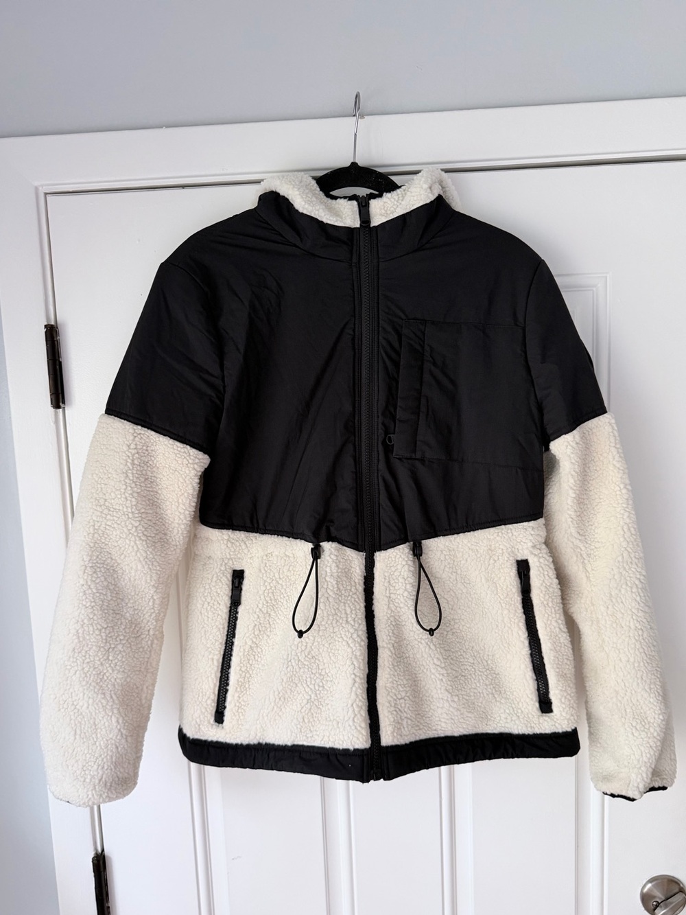 Pajar Dove black ivory white Mixed Media Transitional Jacket Size M Hooded